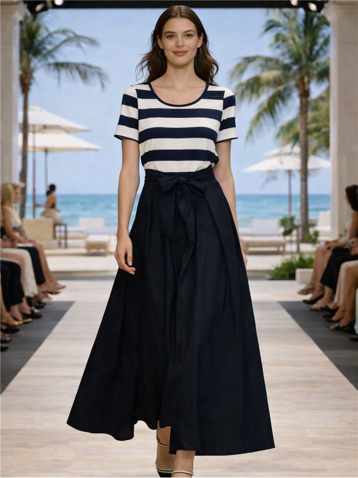 Vestido midi rayas marineras