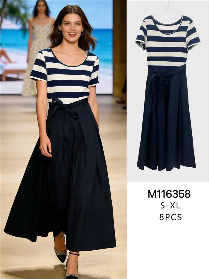 Vestido midi rayas marineras