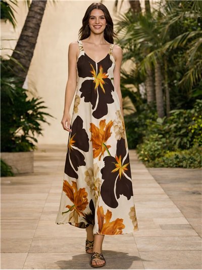 Vestido largo floral de tirantes
