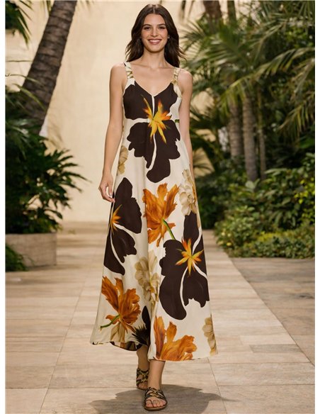 Vestido largo floral de tirantes