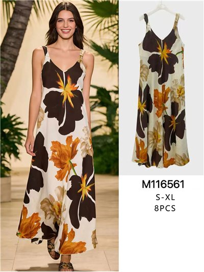 Vestido largo floral de tirantes 2