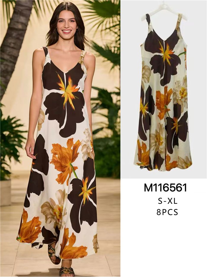 Vestido largo floral de tirantes