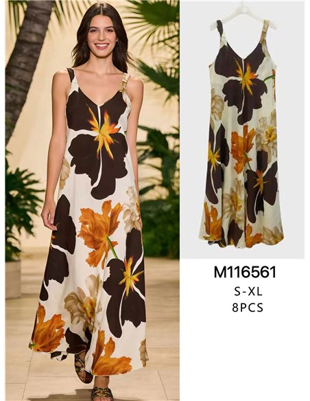 Vestido largo floral de tirantes