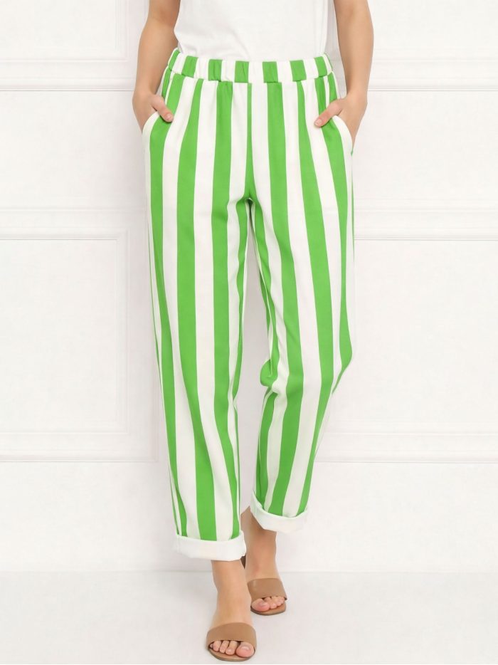 Pantaloni a righe a vita alta | V077-73601 | B2B | Eshermosa