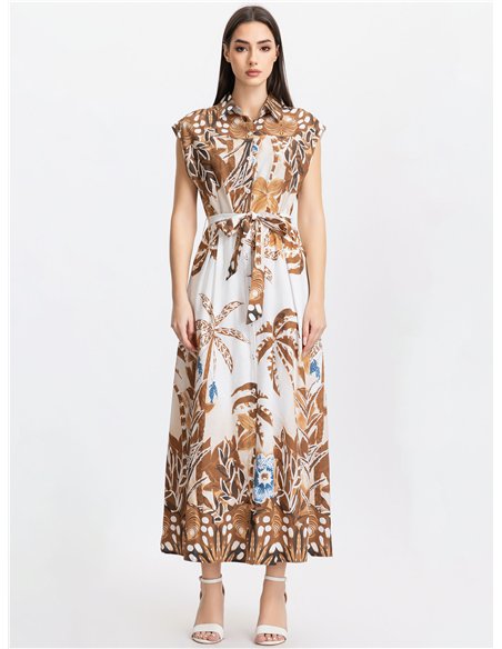 Tropical shirt maxi dress