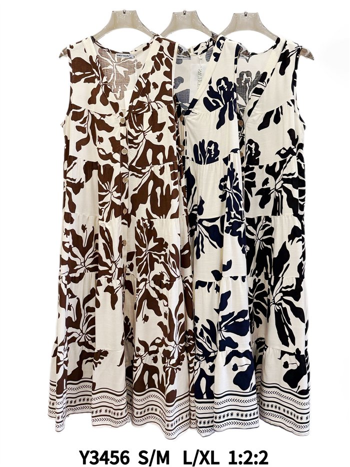 robe midi fleurie sans manches