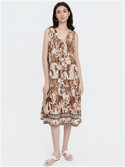 Boho-Midikleid mit V-Ausschnitt