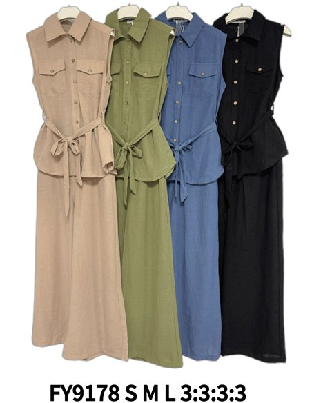 Sleeveless utility shirt and palazzo trousers set