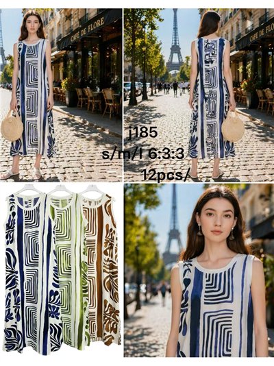 Vestido midi geométrico sem mangas 2