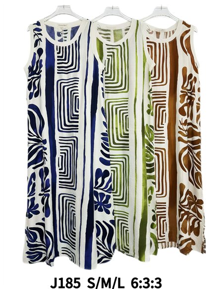 Abito midi senza maniche con motivo geometrico