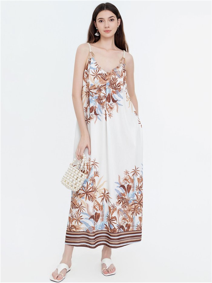 Palm print maxi dress