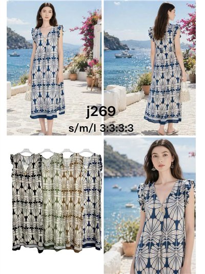 Bedrucktes Midikleid mit Schmuckknopf-Details 2