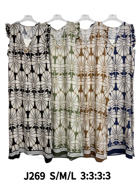 Bedrucktes Midikleid mit Schmuckknopf-Details