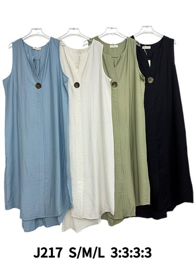 Abito midi ampio e semplice con dettagli a bottoni 2