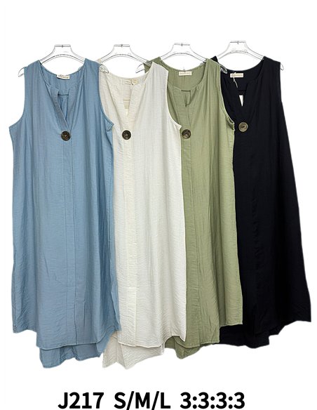 Abito midi ampio e semplice con dettagli a bottoni