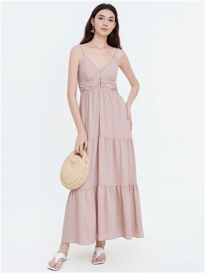 Vestido largo liso de tirantes