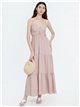 Vestido largo liso de tirantes
