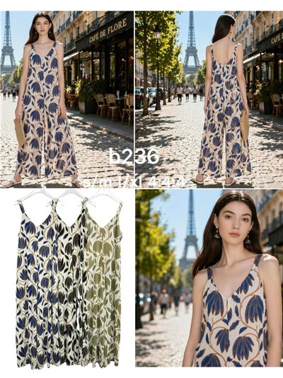 Mono largo lycra estampado hojas 2