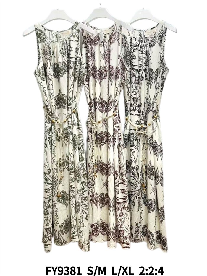 Vestido midi estampado botánico con cinturón