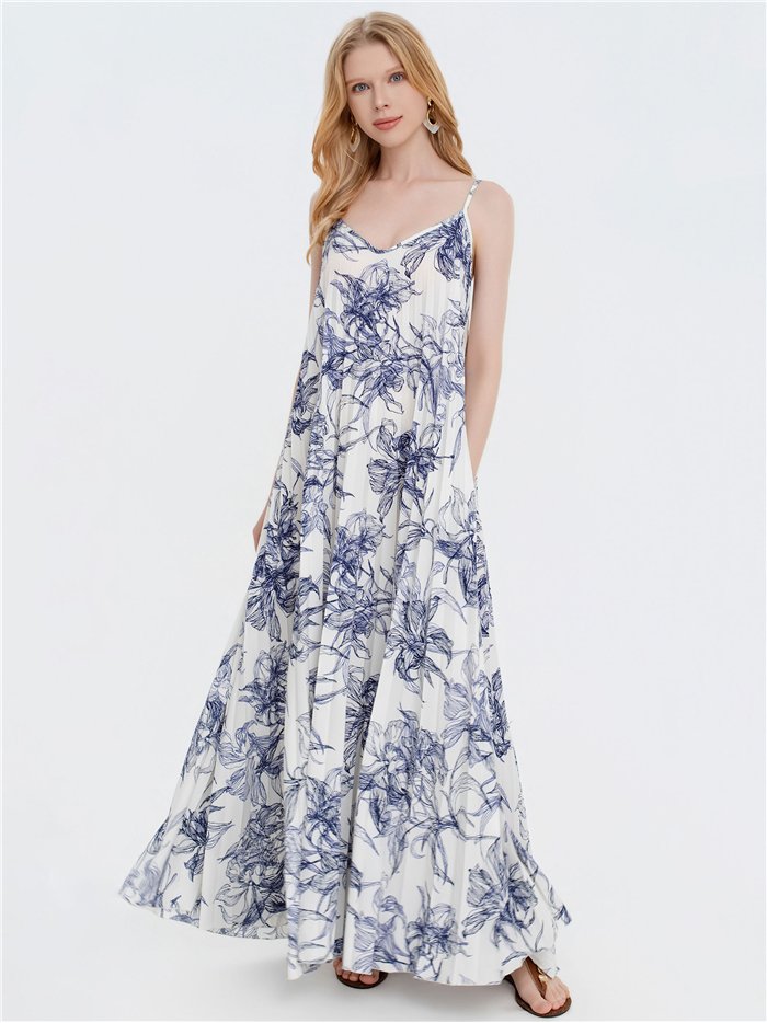 Vestido largo floral fluido