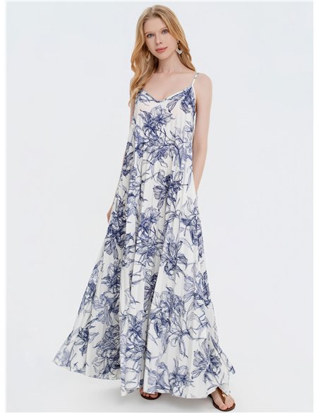 Vestido largo floral fluido