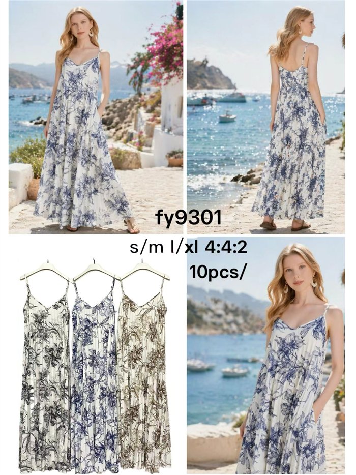 Vestido largo floral fluido