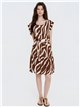 Robe courte à imprimé zèbre avec ceinture en corde