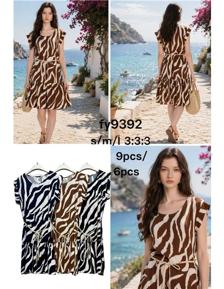 Robe courte à imprimé zèbre avec ceinture en corde