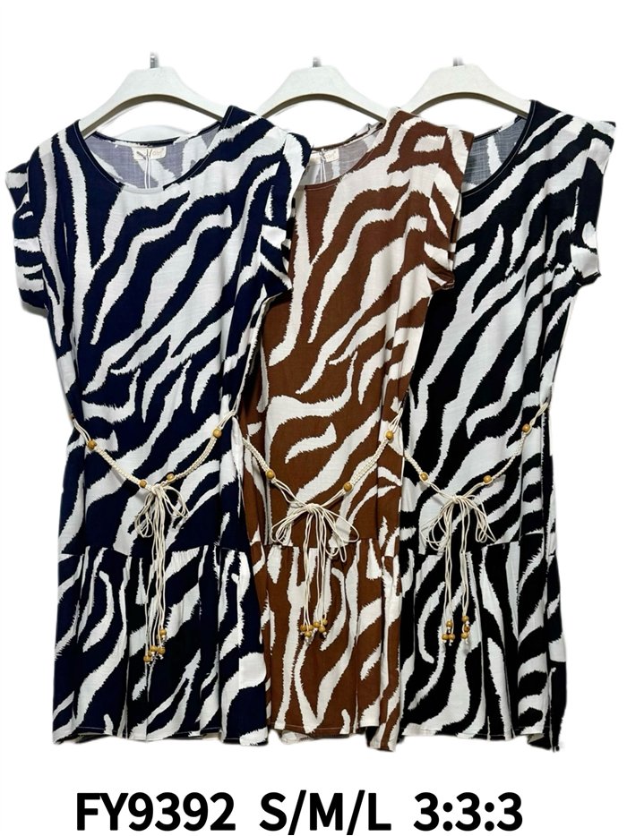 Robe courte à imprimé zèbre avec ceinture en corde