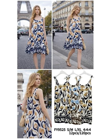 Vestido evasé estampado floral artístico 2