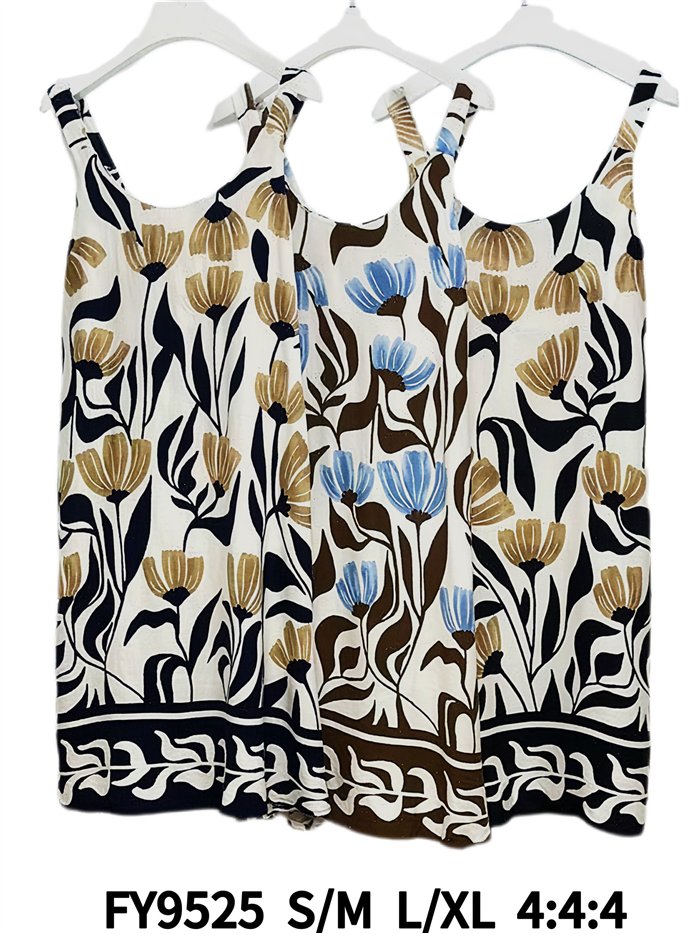 Vestido evasé estampado floral artístico