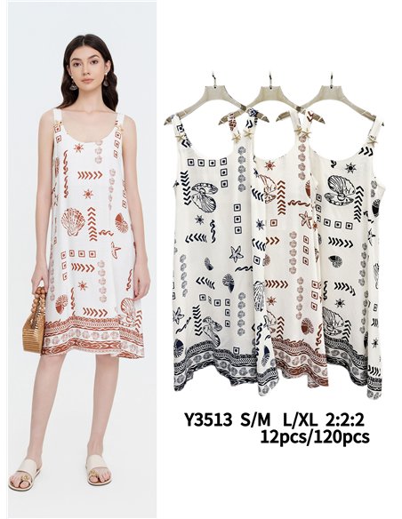 Vestido corto estampado marinero