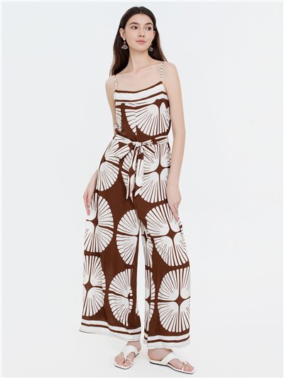 Mono palazzo estampado con cinturón