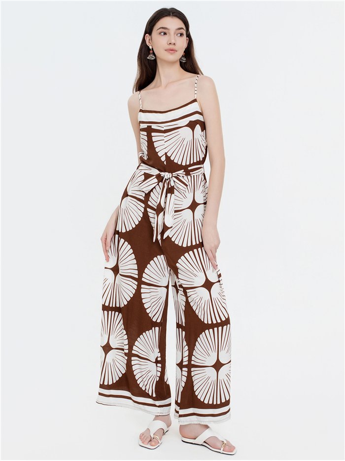 Mono palazzo estampado con cinturón