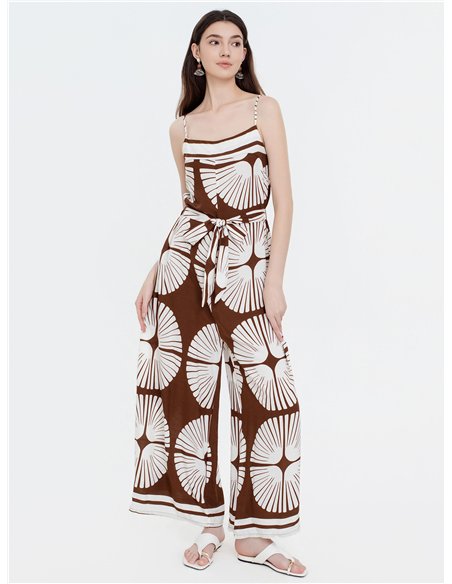 Mono palazzo estampado con cinturón