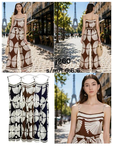 Mono palazzo estampado con cinturón