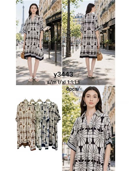 Vestido camisero estampado gráfico bicolor