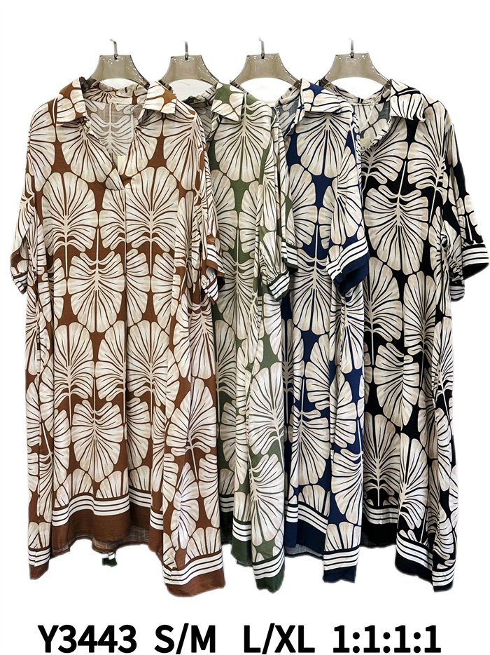 Vestido camisero estampado gráfico bicolor