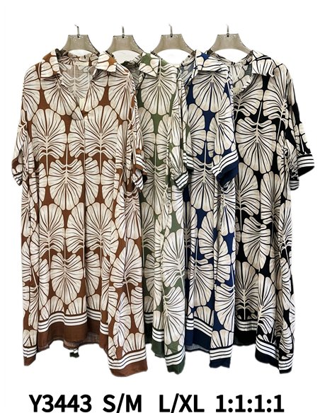 Vestido camisero estampado gráfico bicolor