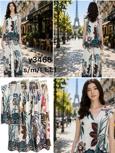 Completo composto da top tropicale e pantaloni palazzo 2