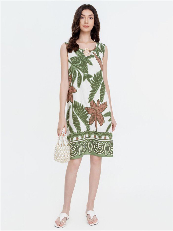 Tropical leaf mini dress