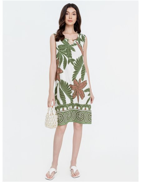 Tropical leaf mini dress