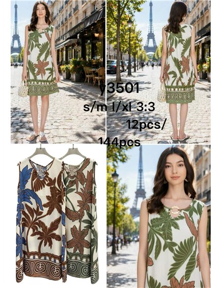 Tropical leaf mini dress
