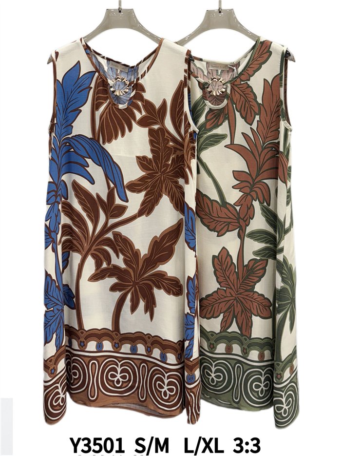 Tropical leaf mini dress