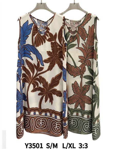 Tropical leaf mini dress