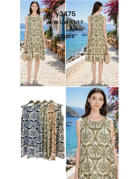 Robe sans manches à imprimé arabesque