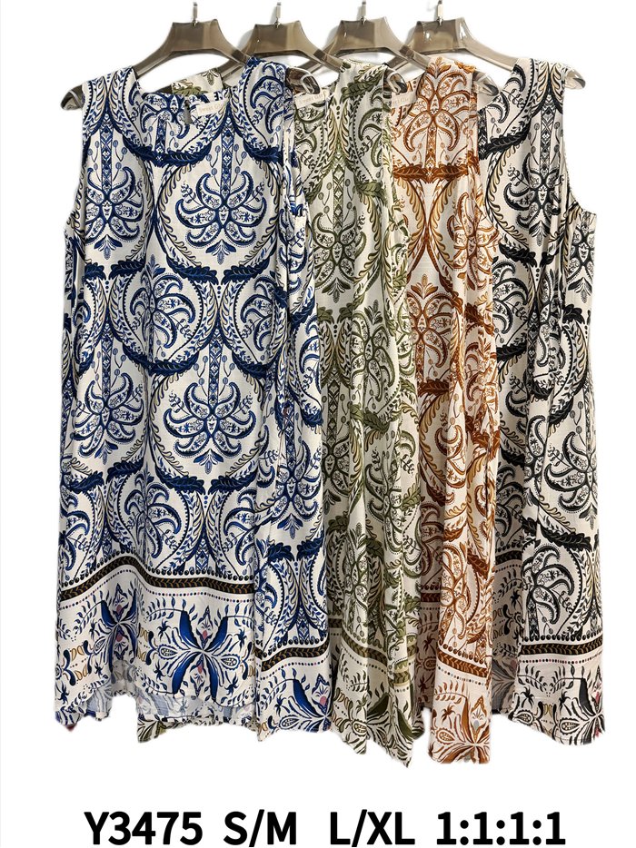 Robe sans manches à imprimé arabesque