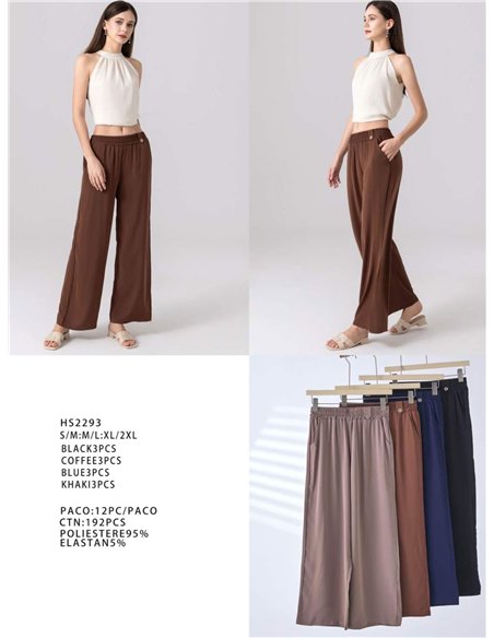 Calças fluidas com bolso