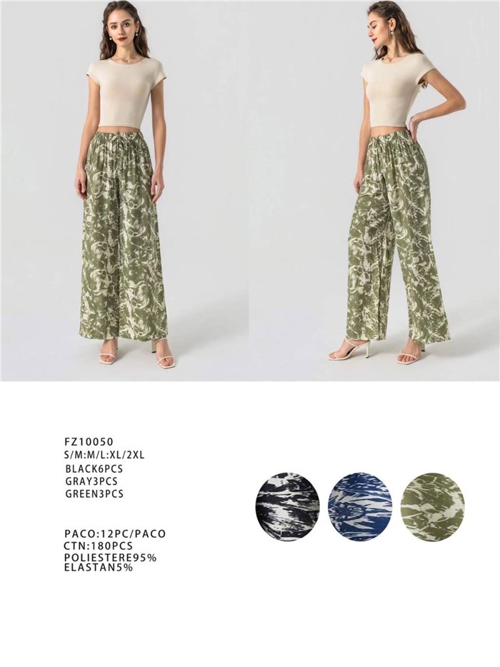 Calças palazzo com estampa em aquarela