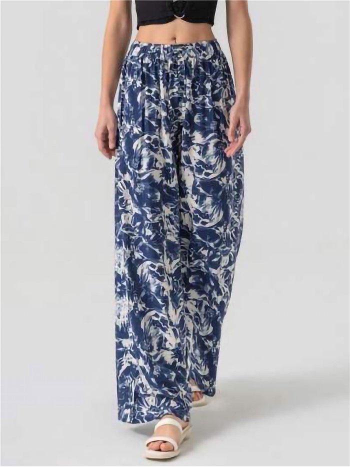 Calças palazzo com estampa abstrata